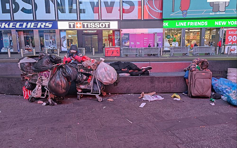 Obdachlose in den USA am Times Square - Foto: über dts Nachrichtenagentur