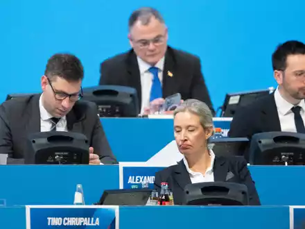 AfD-Chefin Alice Weidel wurde am Samstag von den Delegierten zur Kanzlerkandidatin gekürt und gefeiert.  - Foto: Sebastian Kahnert/dpa