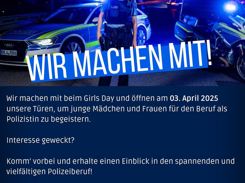 POL-PPRP: Girls'Day 2025 - Das Polizeipräsidium Rheinpfalz macht mit! - Foto: presseportal.de