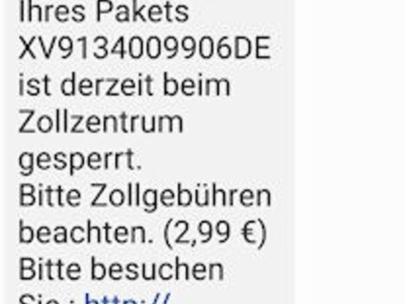 HZA-KI: Fake Paket-SMS - Hauptzollamt Kiel warnt vor gefälschten SMS - Foto: presseportal.de