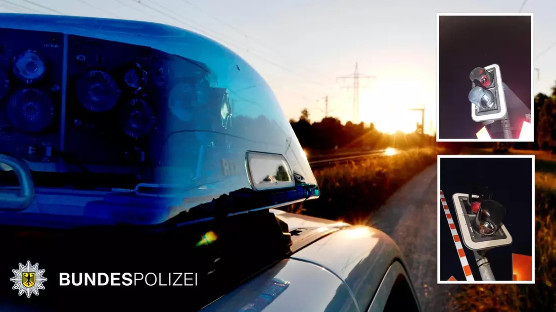 Bundespolizeidirektion München: Vandalismus am Bahnübergang / Zugverkehr beeinträchtigt - Bild: presseportal.de