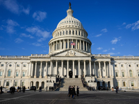 Mitglieder des Militärs marschieren während einer Probe für die bevorstehende Amtseinführung des designierten US-Präsidenten Trump vor dem US-Kapitol. - Foto: Jon Elswick/AP/dpa