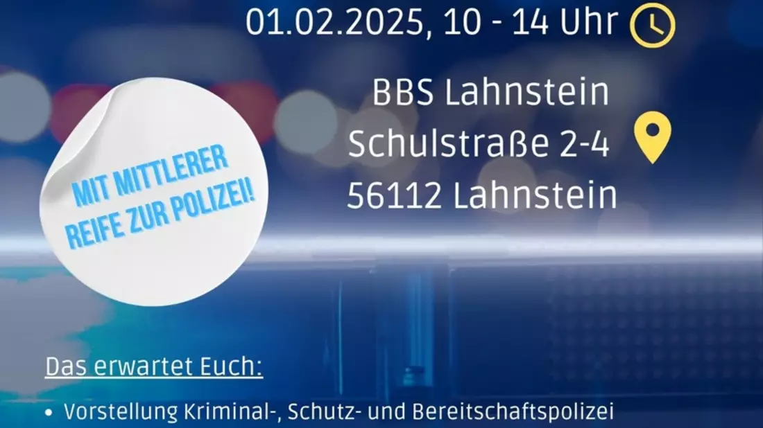 POL-PPKO: Tag der offenen Tür BBS Lahnstein - Polizeidienst & Verwaltung - Vorführungen & Bewerbungstraining - Bild: presseportal.de