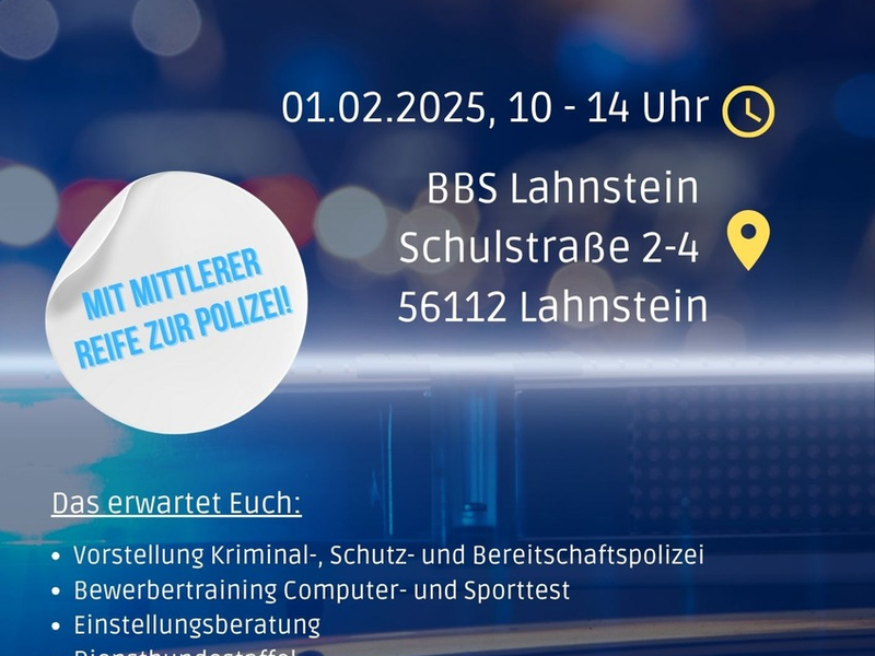 POL-PPKO: Tag der offenen Tür BBS Lahnstein - Polizeidienst & Verwaltung - Vorführungen & Bewerbungstraining - Foto: presseportal.de