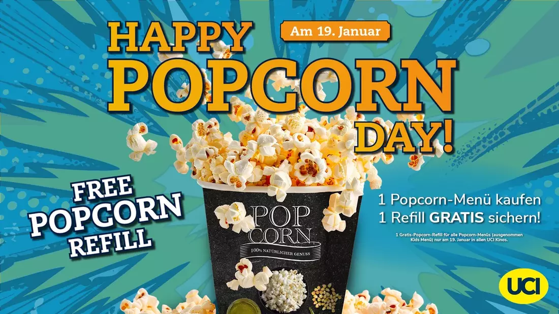 So schmeckt Kino: UCI feiert Tag des Popcorns / Große Popcorn-Aktion am 19. Januar in allen UCI Kinos - Bild: presseportal.de