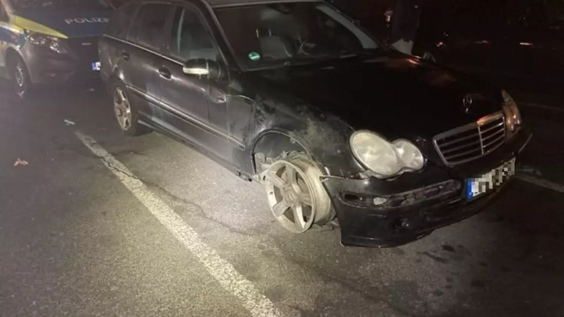 POL-OF: Nach Unfall auf der Felge geflüchtet: Betrunkener Autofahrer gestoppt - Bild: presseportal.de