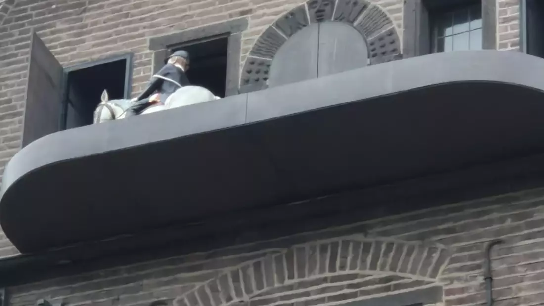 FW-NE: Glockenspiel defekt | Feuerwehr bewahrt Pferd des Neusser Reitercorps vor Absturz - Bild: presseportal.de