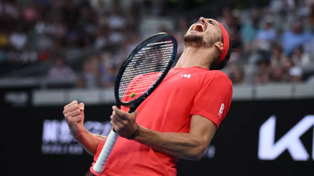 Zverev jubelt über den Viertelfinaleinzug - Bild: Joel Carrett/AAP/dpa