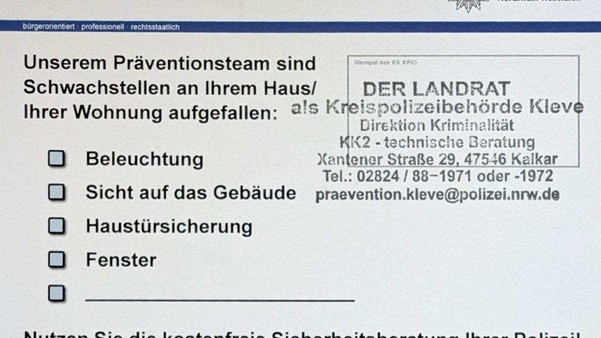 POL-KLE: Kreis Kleve - Kostenlose und neutrale Beratungen zum Thema Einbruchschutz: Kreispolizeibehörde Kleve mit unterschiedlichen Aktionen - Foto: presseportal.de