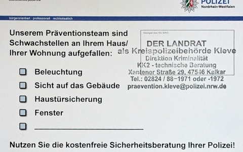 POL-KLE: Kreis Kleve - Kostenlose und neutrale Beratungen zum Thema Einbruchschutz: Kreispolizeibehörde Kleve mit unterschiedlichen Aktionen - Foto: presseportal.de POL-KLE: Kreis Kleve - Kostenlose und neutrale Beratungen zum Thema Einbruchschutz: Kreispolizeibehörde Kleve mit unterschiedlichen Aktionen - Foto: presseportal.de