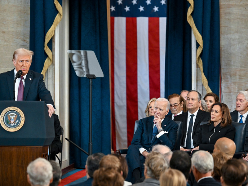 Die Antrittsrede hielt Trump wegen klirrender Kälte im Inneren des Kapitols. - Foto: Kenny Holston/Pool The New York Times/AP/dpa