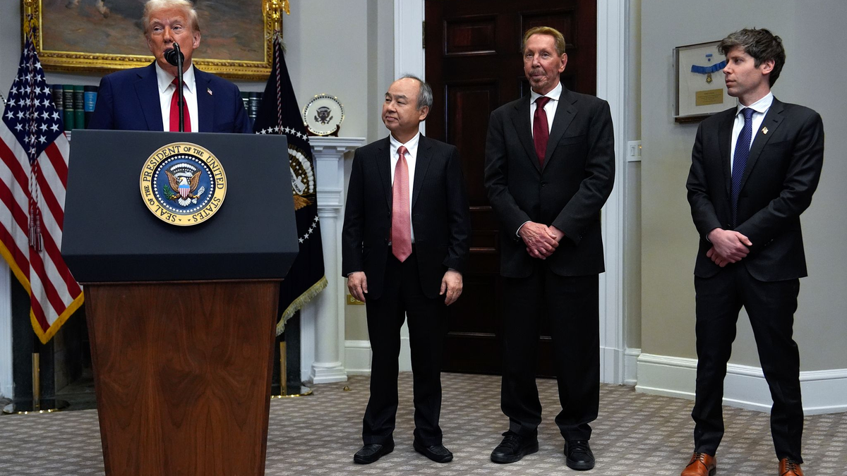 Trump kündigte das Projekt mit Tech-Unternehmern im Weißen Haus an. - Foto: Julia Demaree Nikhinson/AP/dpa