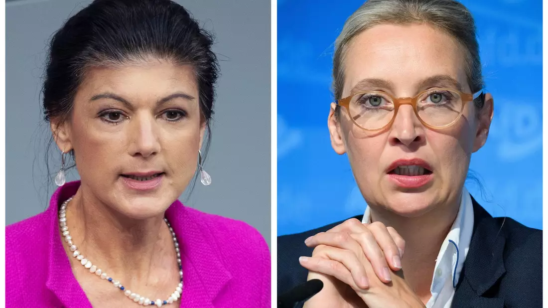BSW-Gründerin Sahra Wagenknecht und AfD-Chefin Alice Weidel lieferten sich bei «Maischberger» einen Schlagabtausch. (Archivbild) - Bild: J. Penschek/B. von Jutrczenka/dpa