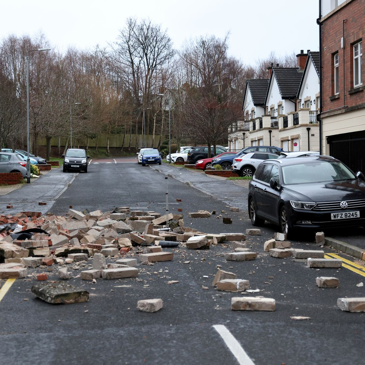 Der Sturm riss Bäume heraus und beschädigte Häuser teils erheblich. - Foto: --/AP/dpa