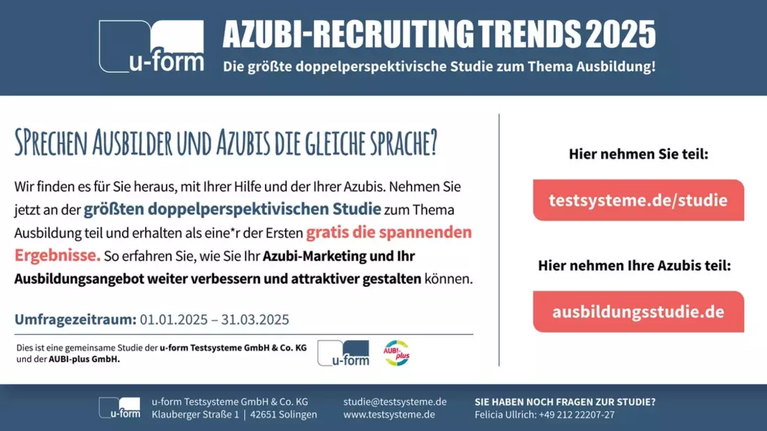 Azubis auch 2025 verzweifelt gesucht! / Deutschlands größte doppelperspektivische Studie zur dualen Ausbildung am Start - Bild: presseportal.de