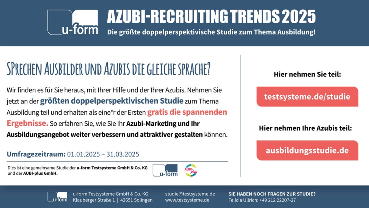 Azubis auch 2025 verzweifelt gesucht! / Deutschlands größte doppelperspektivische Studie zur dualen Ausbildung am Start - Foto: presseportal.de