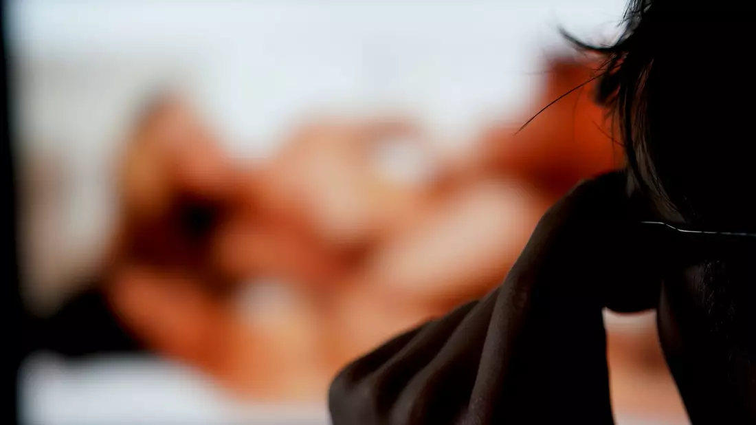  Ein Mann schaut sich auf einem Bildschirm einen Porno an. (gestellte Szene/Symbolbild) - Bild: Marcus Brandt/dpa