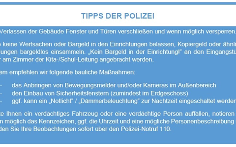 POL Schwaben Nord: Polizei informiert Kindergärten und Schulen zu Einbrüchen - Foto: presseportal.de