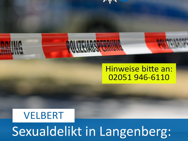 POL-ME: Sexualdelikt in Velbert-Langenberg: Polizei ermittelt - Velbert - 2501108 - Foto: presseportal.de