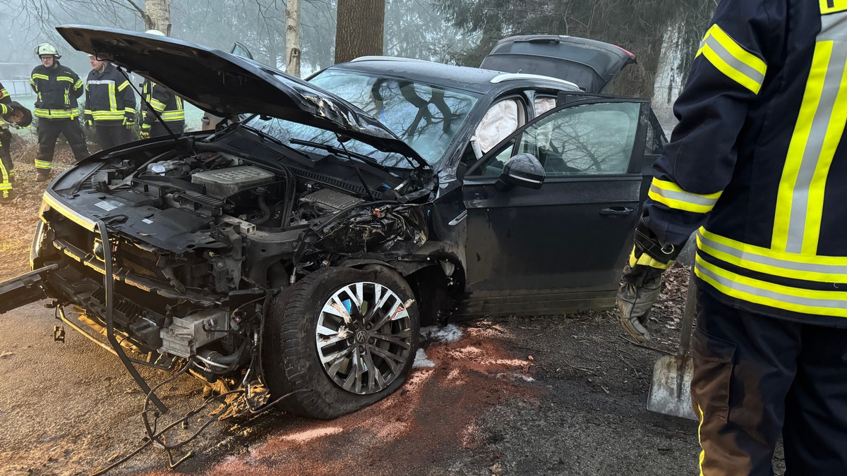 FFW Fredenbeck: 20-jähriger fährt gegen Baum / PKW stark beschädigt - Foto: presseportal.de