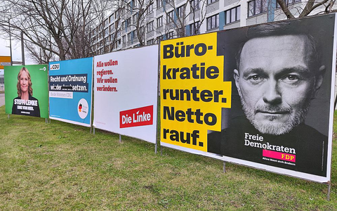 Wahlplakate von Bündnis90/Die Grünen, CDU, Linke und FDP am 30.01.2025 - Foto: über dts Nachrichtenagentur