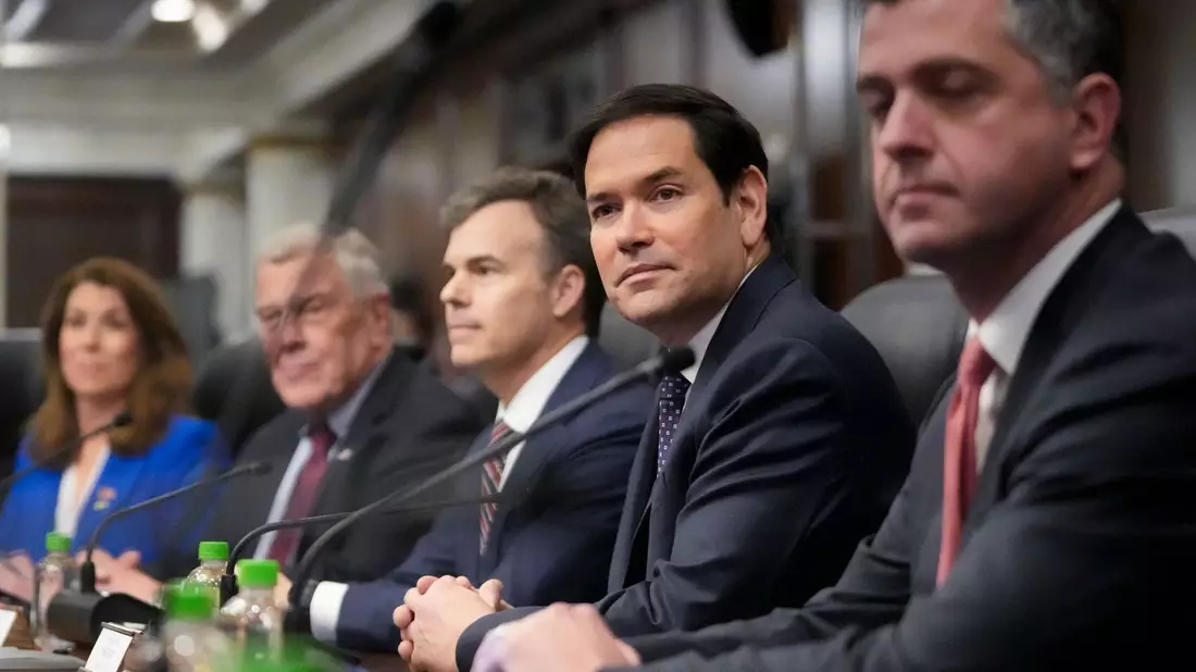 US-Außenminister Rubio hat sich mit Präsident Mulino getroffen. - Bild: Mark Schiefelbein/POOL AP/AP/dpa