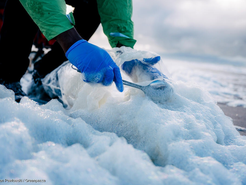 Greenpeace warnt: Meeresschaum an deutscher Nord- und Ostseeküste mit gesundheitsgefährdenden Chemikalien belastet / Grenzwerte für PFAS in Badegewässer deutlich überschritten - Foto: presseportal.de