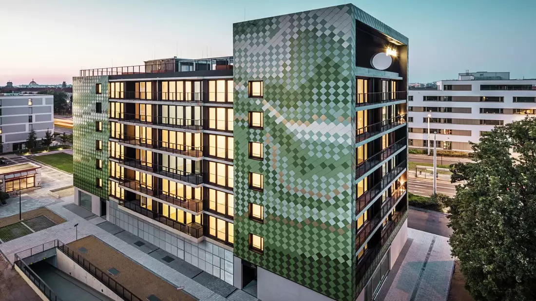 „Pick-Nick“ Rautenfassade in Dresden - Bild: PREFA | Croce & Wir über pressetext.de