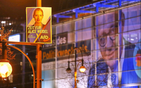 AfD-Werbung vor der CDU-Parteizentrale am 02.02.2025 - Foto: über dts Nachrichtenagentur