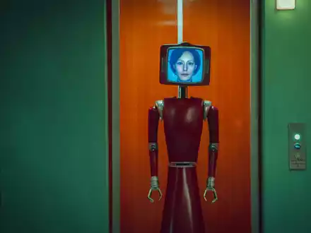 Roboter Cassandra (Lavinia Wilson) stammt aus einer anderen Zeit. - Foto: Sasha Ostrov/Netflix/dpa