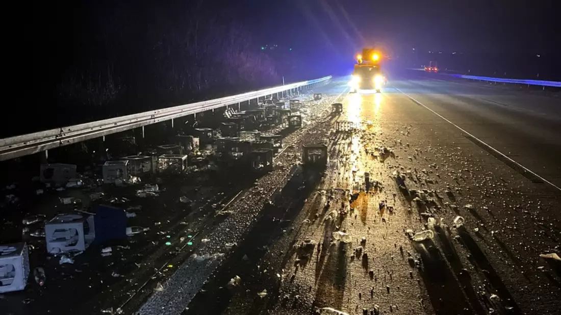 API-TH: Tierausweichmanöver führt zu Lkw-Unfall auf der A9 - Bild: presseportal.de