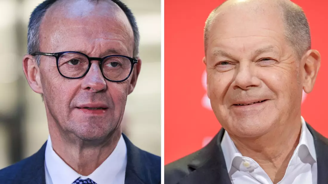 Das erste von zwei geplanten TV-Duellen mit Friedrich Merz und Olaf Scholz findet bei ARD und ZDF statt. (Archivbilder) - Bild: Oliver Berg/Kay Nietfeld/dpa