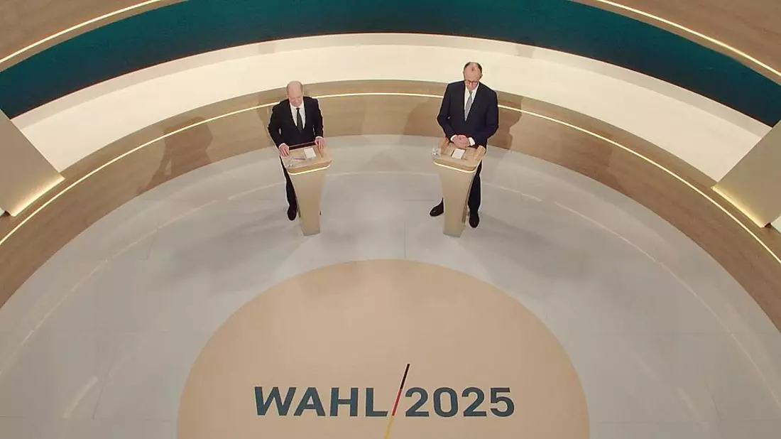 TV-Duell mit Olaf Scholz und Friedrich Merz in ARD und ZDF am 09.02.2025 - Bild: ARD/ZDF, über dts Nachrichtenagentur