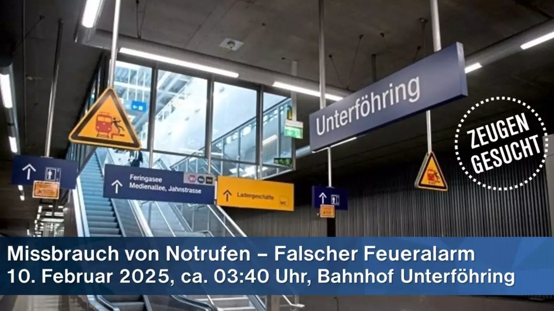 Bundespolizeidirektion München: Feueralarm am Bahnhof Unterföhring / Bundespolizei sucht Zeugen - Bild: presseportal.de