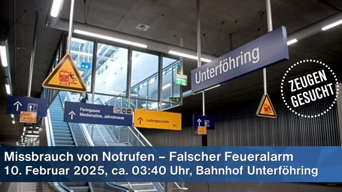 Bundespolizeidirektion München: Feueralarm am Bahnhof Unterföhring / Bundespolizei sucht Zeugen - Foto: presseportal.de