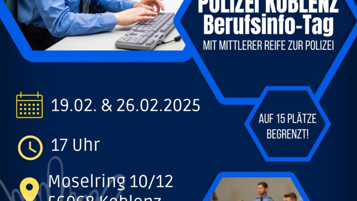 POL-PPKO: Berufsinfo-Tag bei der Polizei Koblenz: Letzte Plätze sichern! - Foto: presseportal.de
