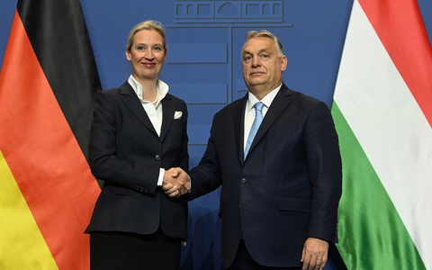 AfD-Chefin Alice Weidel und der ungarische Ministerpräsident, Viktor Orban, trafen sich im Februar in Budapest. (Archivfoto) - Foto: Szilard Koszticsak/MTI/AP/dpa