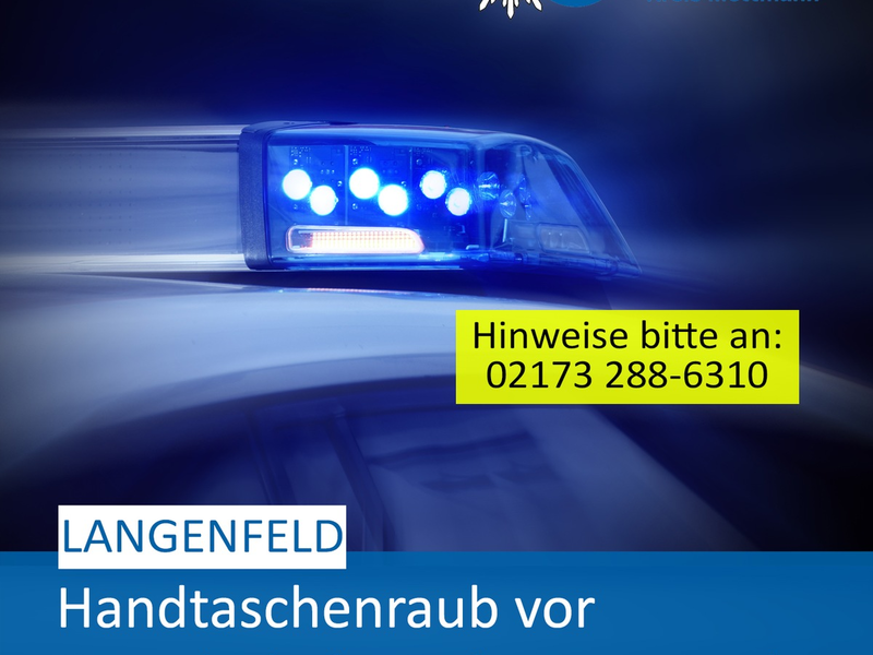 POL-ME: Handtaschenraub: Polizei ermittelt und bittet um Hinweise - Langenfeld - 2502047 - Foto: presseportal.de