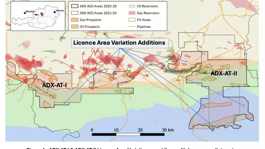 ADX justiert Lizenzgebiete in OÖ - Bild: ADX Energy über pressetext.de
