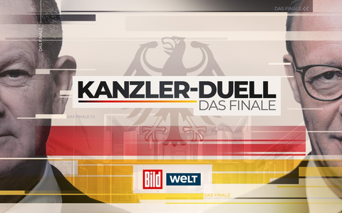 Katja Burkard und Jörg Pilawa analysieren zusammen mit Paul Ronzheimer und Robin Alexander das Kanzlerduell bei BILD und WELT / Am 19.2.2025 ab 20.15 Uhr bei WELT TV, BILD.de sowie der BILDsmartTV-App - Foto: presseportal.de