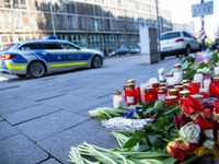 Kerzen und Blumen in der Nähe des Tatorts.  - Foto: Pia Bayer/dpa