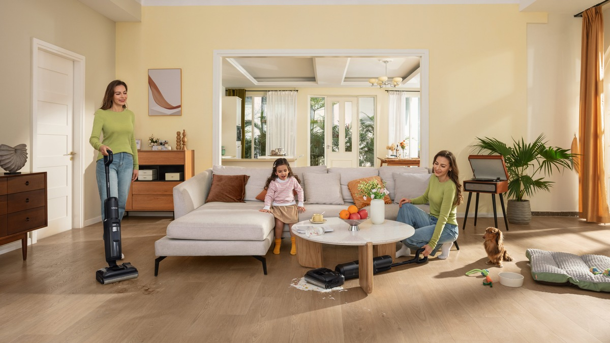 Smarter Haushalt: Mit dem neuen FLOOR ONE S7 STRETCH Ultra von Tineco wird die Bodenpflege zum Kinderspiel - Foto: presseportal.de