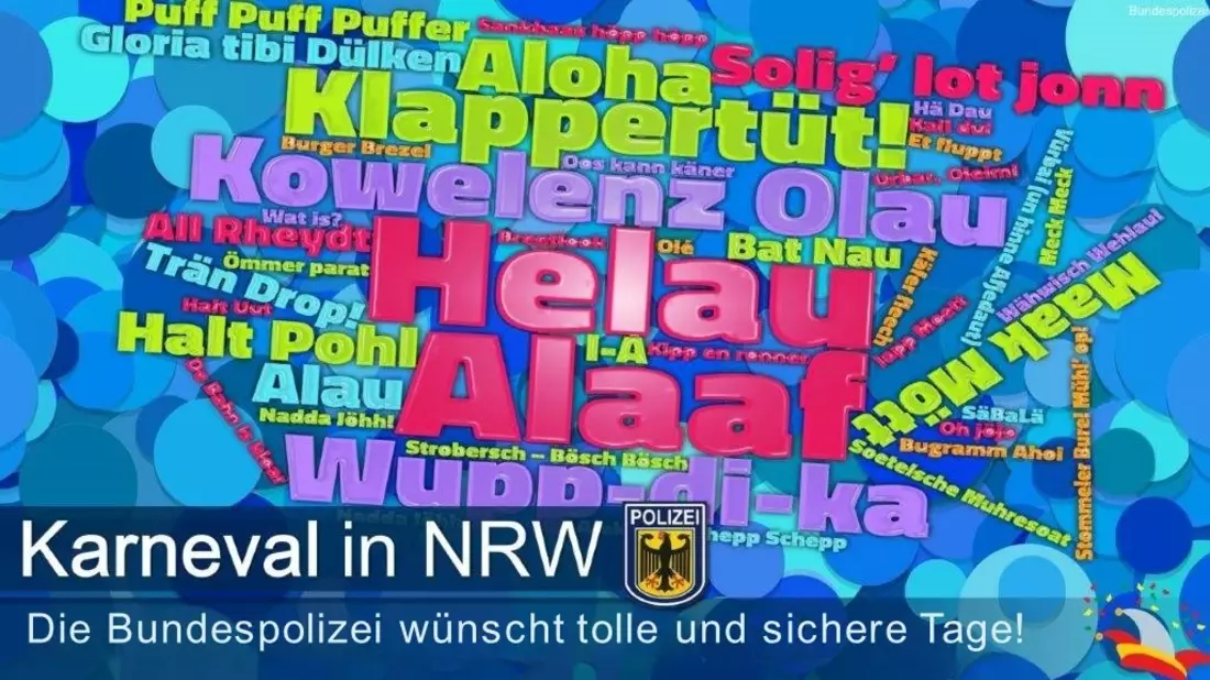 BPOL NRW: Fröhlich, bunt und vor allem sicher durch die jecken Tage Bundespolizei NRW hat gefährliche Gegenstände im Fokus/ Allgemeinverfügung zum Mitführverbot an 17 Bahnhöfen - Bild: presseportal.de