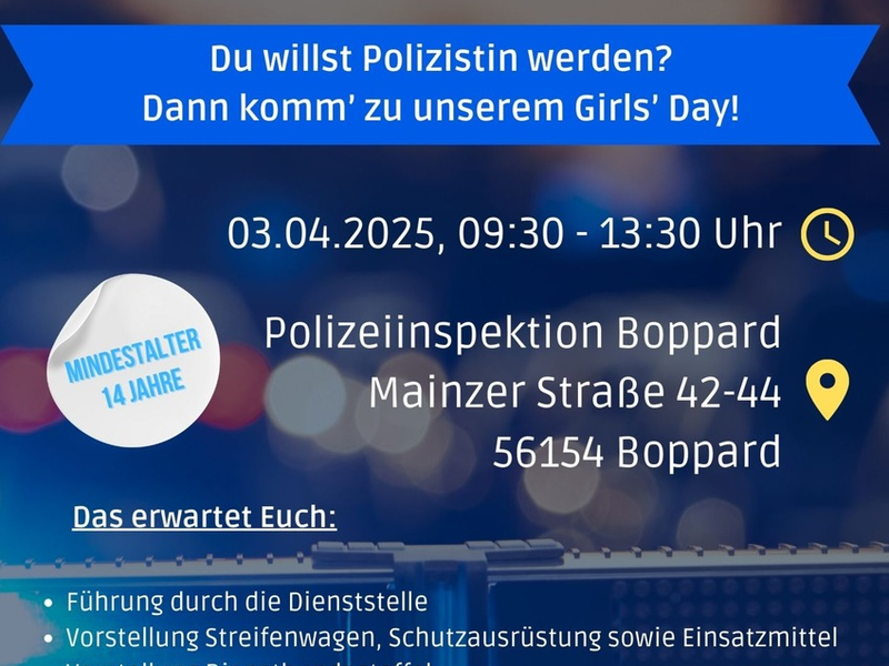 POL-PDKO: Girls' Day bei der Polizei Boppard - Foto: presseportal.de