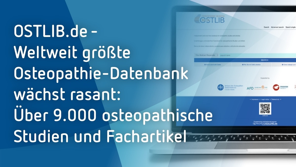 OSTLIB.de: Weltweit größte Osteopathie-Datenbank wächst rasant / Über 9.000 osteopathische Studien und Fachartikel an einem Ort - schon mehr als 323.000 Besucher - Foto: presseportal.de