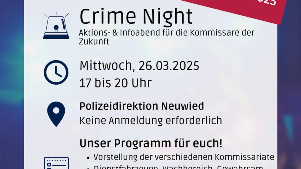 POL-PDNR: Crime Night - Aktions- und Infoabend für die Kommissare der Zukunft - Foto: presseportal.de
