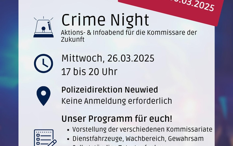 POL-PDNR: Crime Night - Aktions- und Infoabend fĂŒr die Kommissare der Zukunft - Foto: presseportal.de POL-PDNR: Crime Night - Aktions- und Infoabend fĂŒr die Kommissare der Zukunft - Foto: presseportal.de