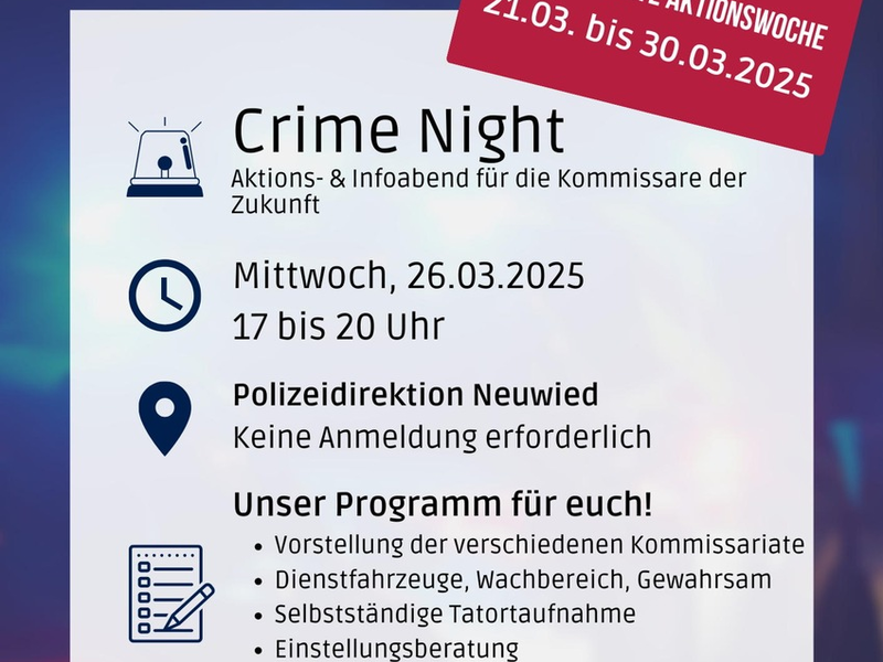 POL-PDNR: Crime Night - Aktions- und Infoabend für die Kommissare der Zukunft - Foto: presseportal.de