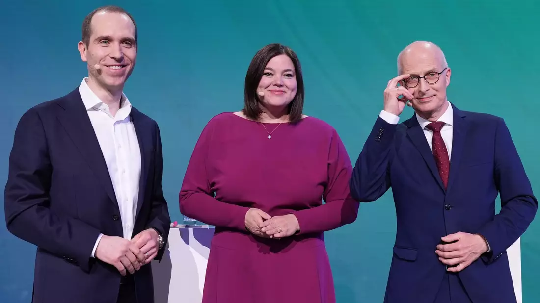 Sie treten bei der Bürgerschaftswahl als Kandidaten zum Bürgermeister an: Dennis Thering für die CDU, Katharina Fegebank für die SPD und Peter Tschentscher für die SPD. (Archivbild) - Bild: Marcus Brandt/dpa