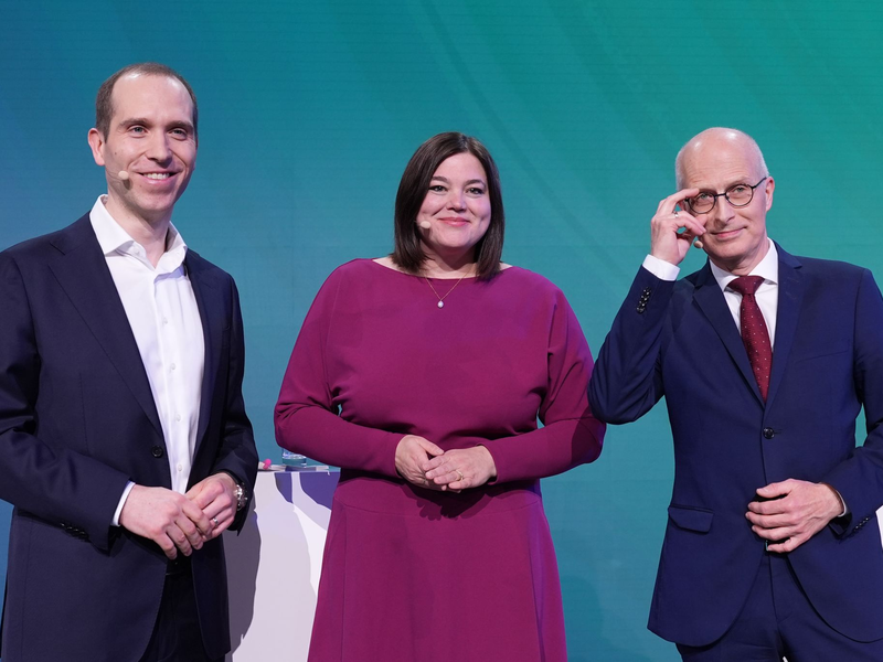 Sie treten bei der Bürgerschaftswahl als Kandidaten zum Bürgermeister an: Dennis Thering für die CDU, Katharina Fegebank für die SPD und Peter Tschentscher für die SPD. (Archivbild) - Foto: Marcus Brandt/dpa